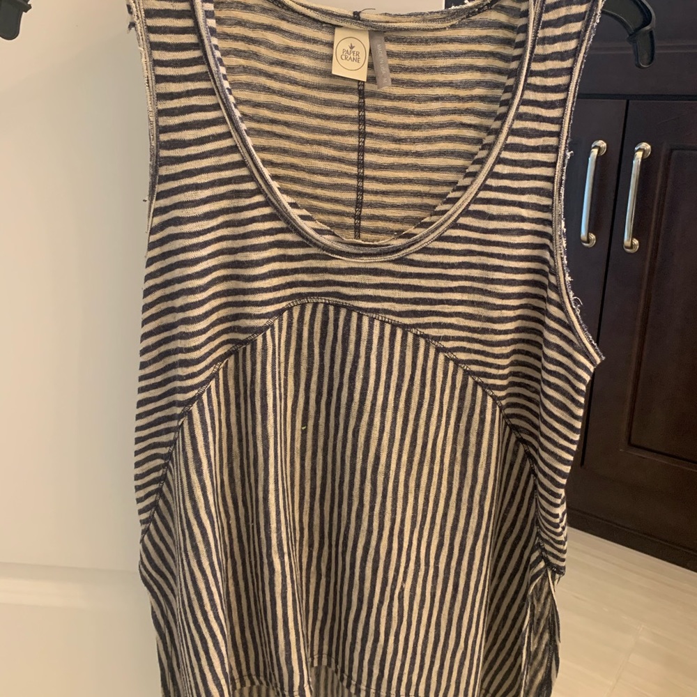 Navy and cream striped tank